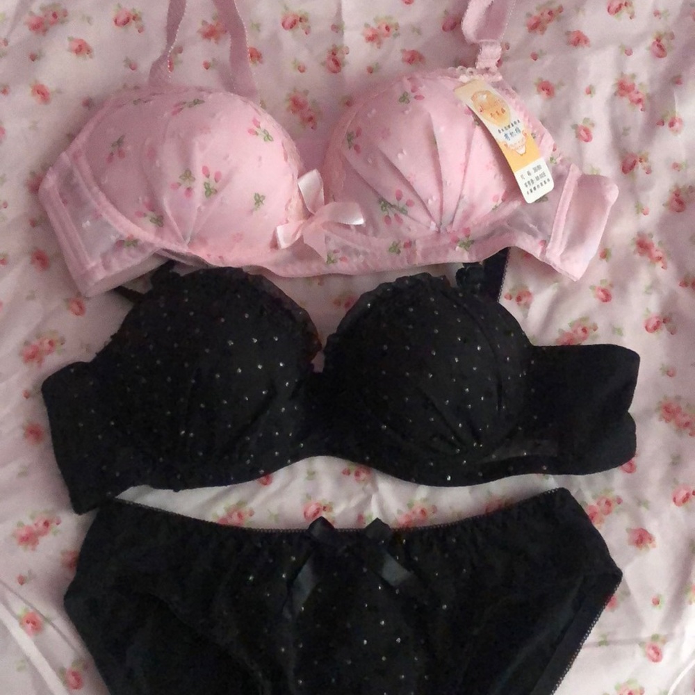coquette matching set + pink coquette bra! fits a c cup i believe!